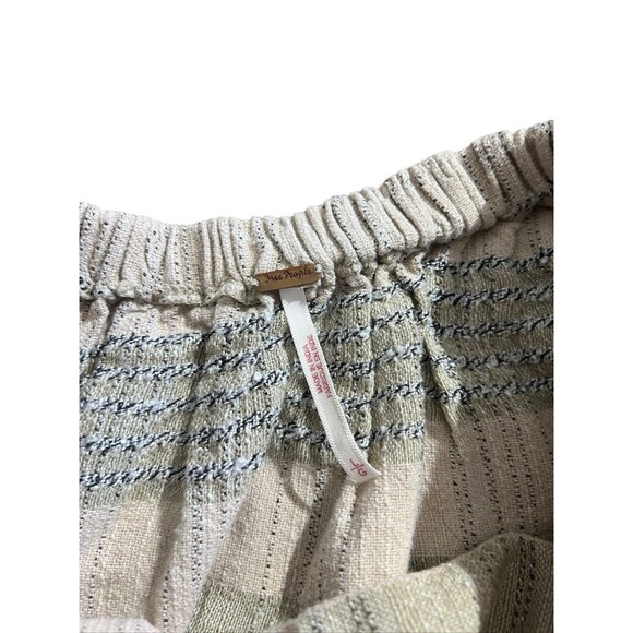 Free People Striped Puff Sleeve Mini Dress Cottage Core Boho Smocked Dress Sz L - Picture 8 of 16